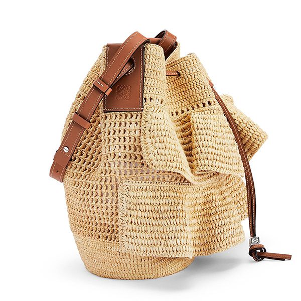 【ロエベ】新作◇フリルバルーンバッグ偽物ラフィア&カーフ A710P69X01